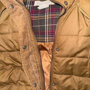 Tan Quilted Vest with Plaid Lining